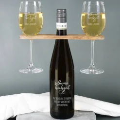 Silberne Hochzeit - Wein-Geschenkset mit Wunschtext und Namen graviert