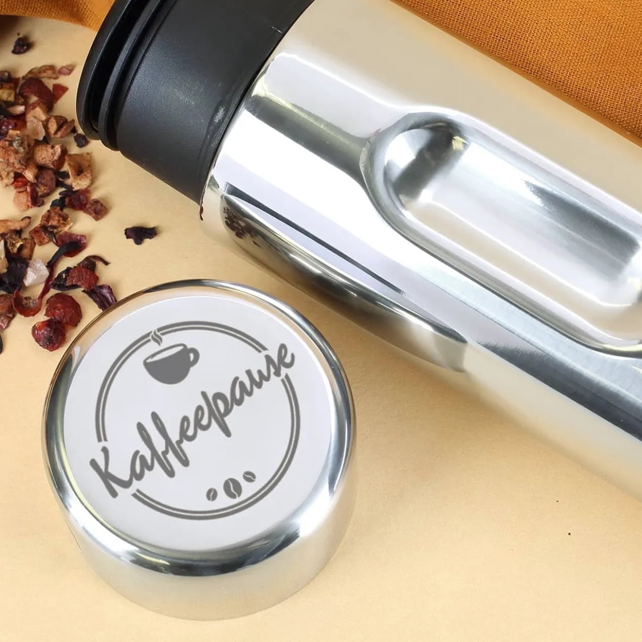 Silberne WMF Thermoskanne - Kaffeepause - mit Namensgravur