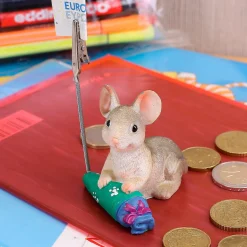sitzende Maus mit Schultüte und Geldclip *grün*