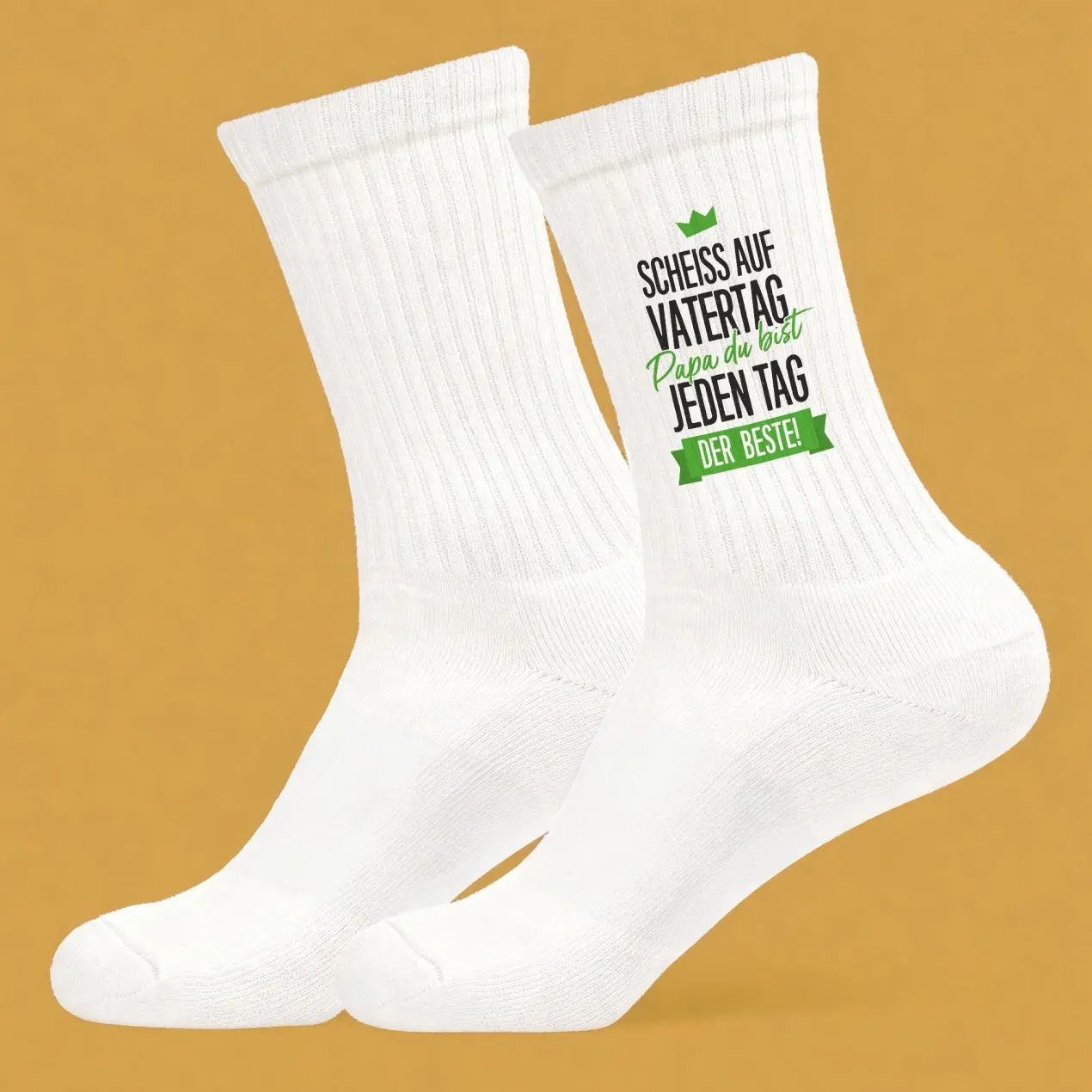 Socken für Papa mit Spruch - Papa du bist jeden Tag der Beste | Weiße Sportsocken als Vatertagsgeschenk