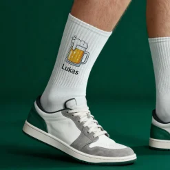 Socken mit Bierkrug & Name personalisiert | Lustige Biersocken für Männer & Bierliebhaber