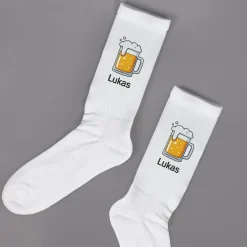 Socken mit Bierkrug & Name personalisiert | Lustige Biersocken für Männer & Bierliebhaber