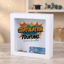 Spardose als Geldgeschenk zu Schulabschluss, Abitur, Bachelor, Master, Prüfung & Führerschein