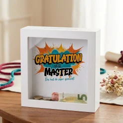 Spardose als Geldgeschenk zu Schulabschluss, Abitur, Bachelor, Master, Prüfung & Führerschein