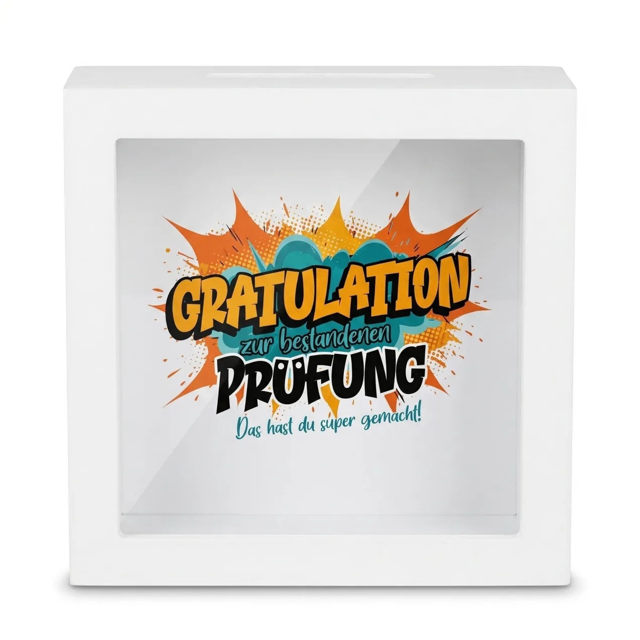 Spardose als Geldgeschenk zu Schulabschluss, Abitur, Bachelor, Master, Prüfung & Führerschein