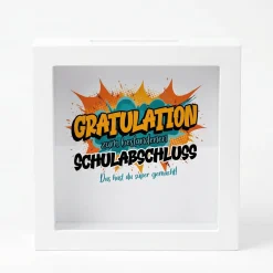 Spardose als Geldgeschenk zu Schulabschluss, Abitur, Bachelor, Master, Prüfung & Führerschein