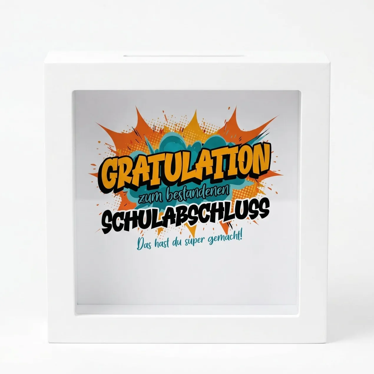 Spardose als Geldgeschenk zu Schulabschluss, Abitur, Bachelor, Master, Prüfung & Führerschein