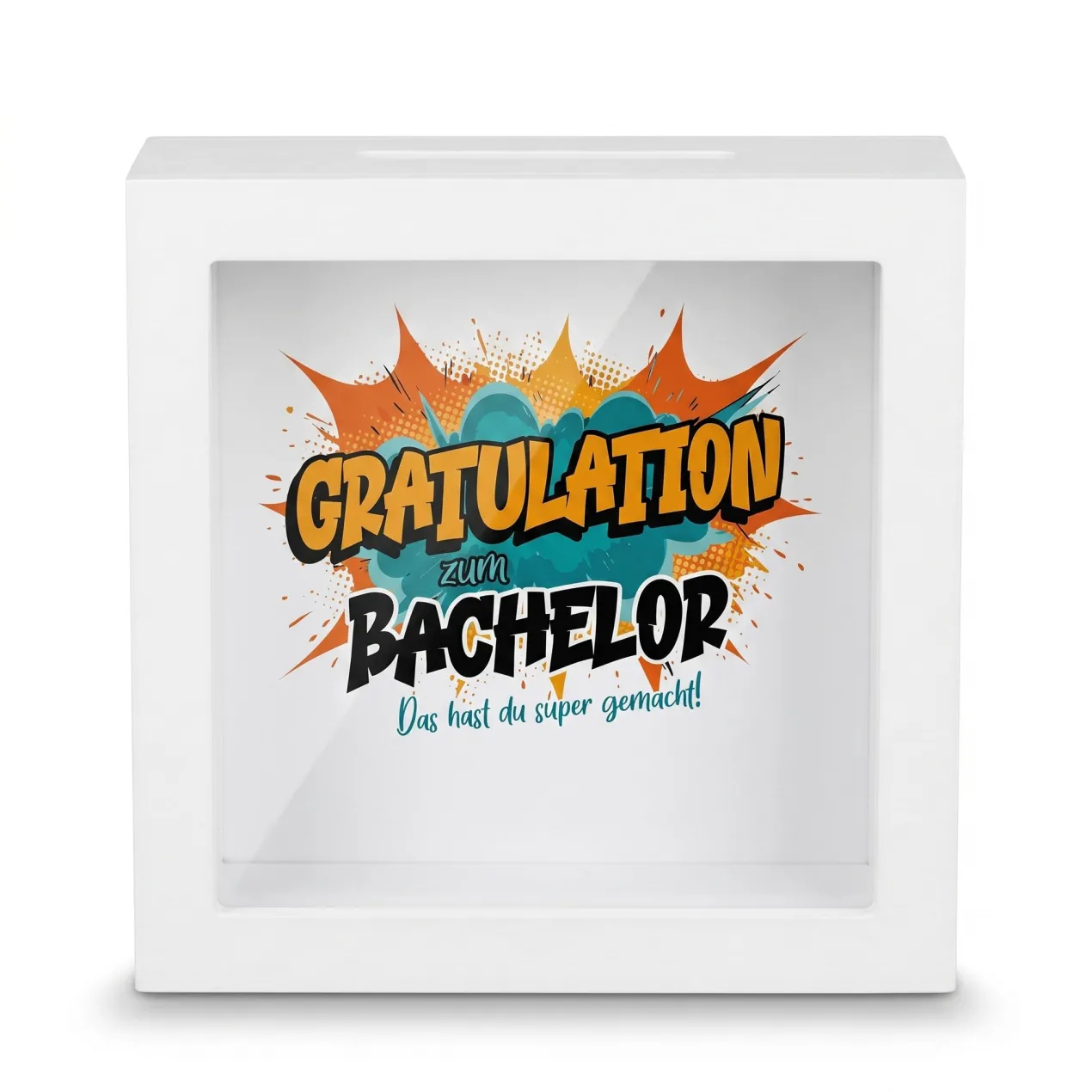 Spardose als Geldgeschenk zu Schulabschluss, Abitur, Bachelor, Master, Prüfung & Führerschein