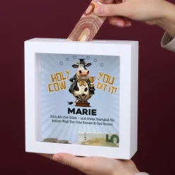 Spardose als personalisiertes Geldgeschenk zu Schulabschluss, Abitur & Studium | Holy Cow