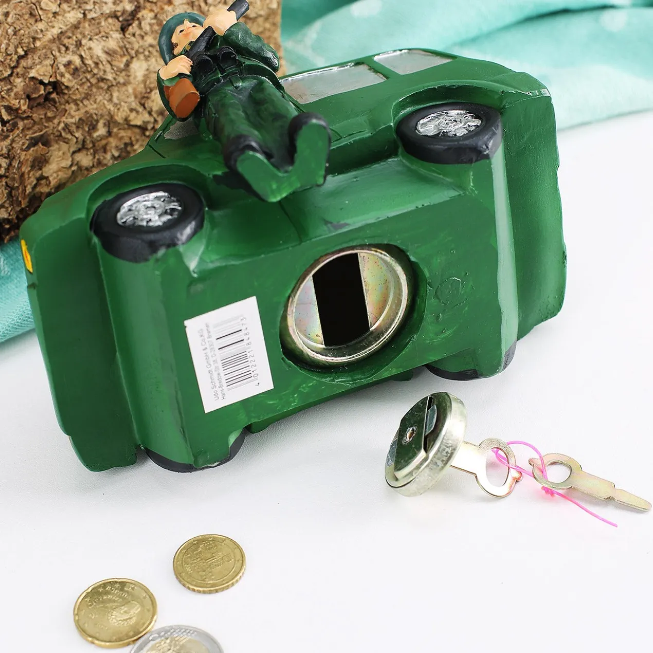 Spardose Jäger mit Auto