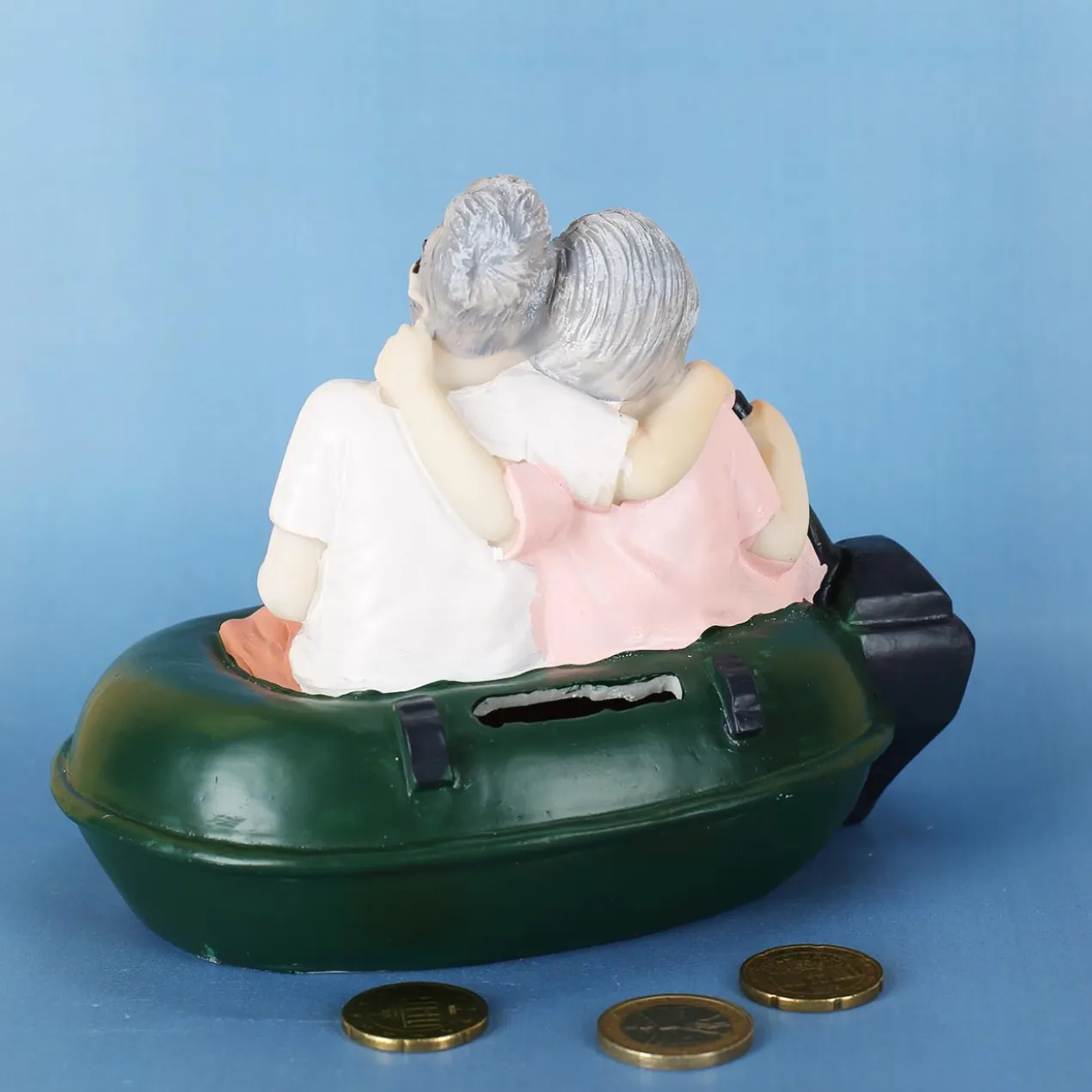 Spardose Älteres Pärchen im Gummiboot