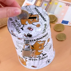 Spardose mit Schloss - alte Säcke
