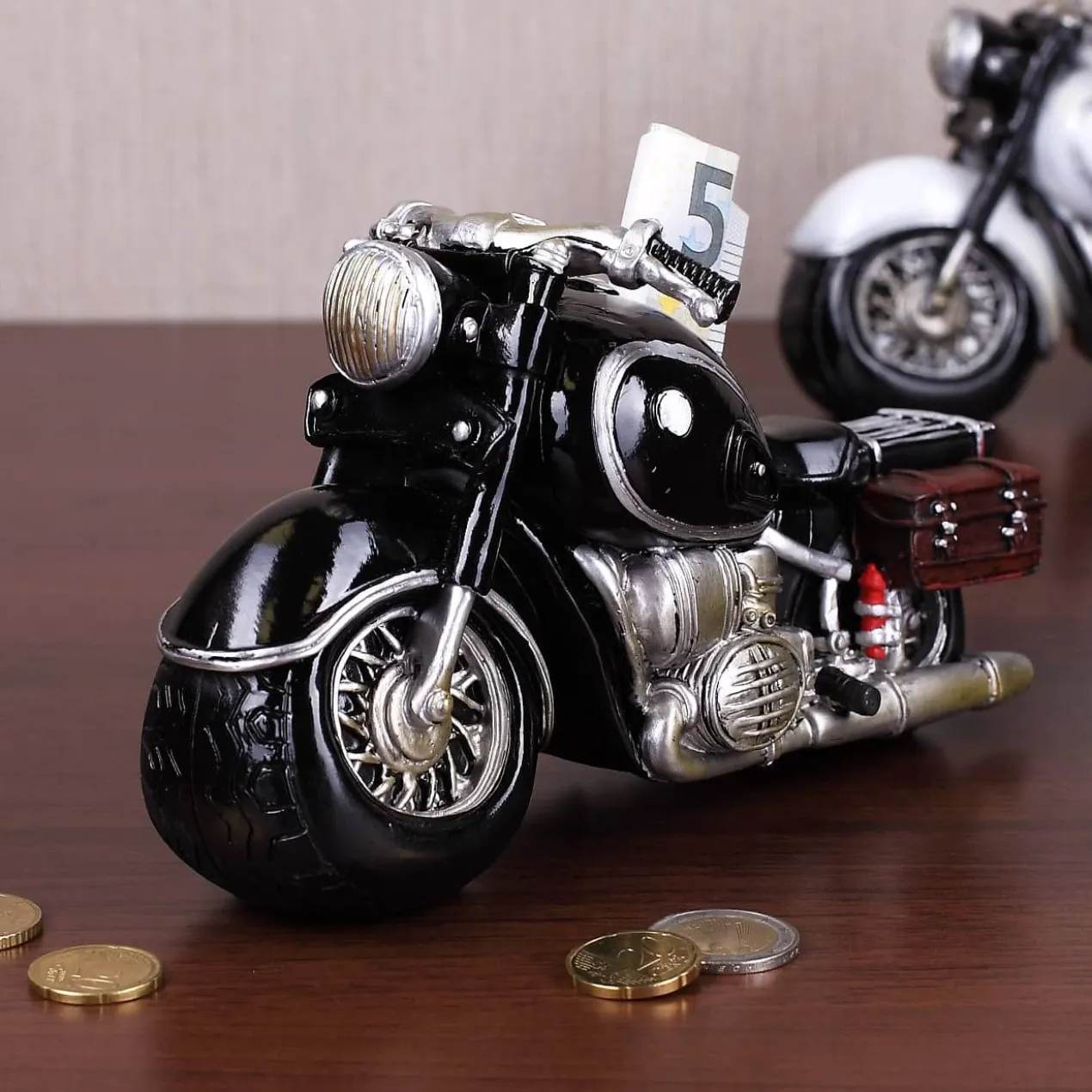 Spardose Motorrad Old Style, schwarz