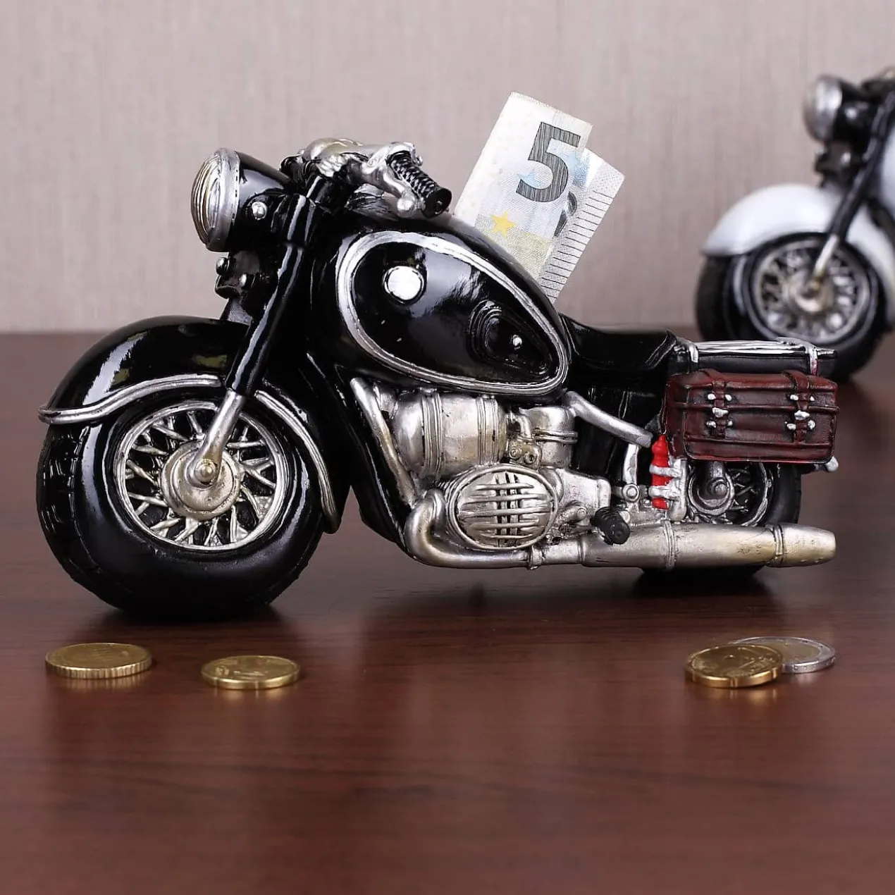 Spardose Motorrad Old Style, schwarz
