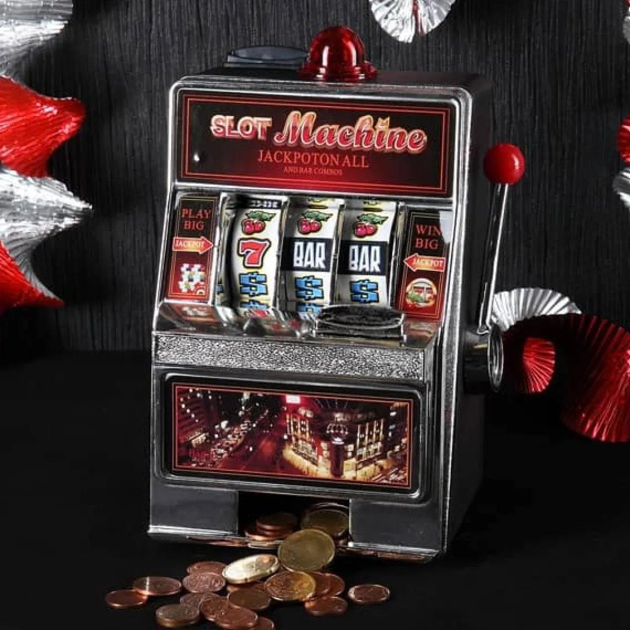 Spardose Spielautomat mit Klingel und Licht