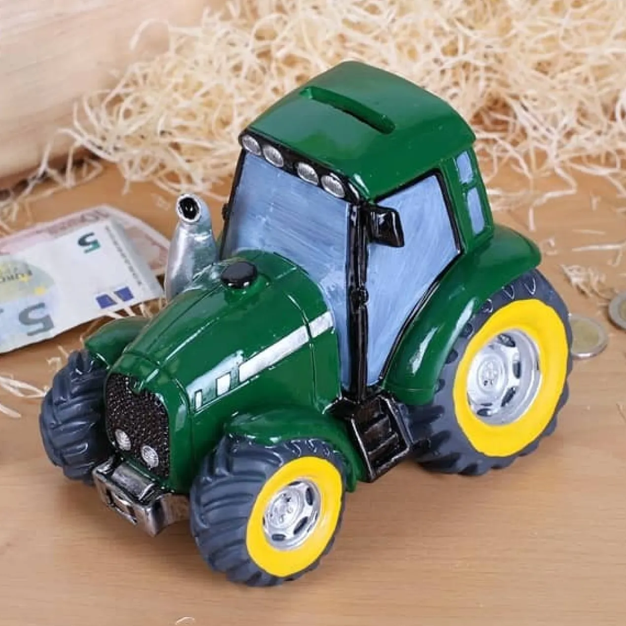 Spardose Traktor in Grün