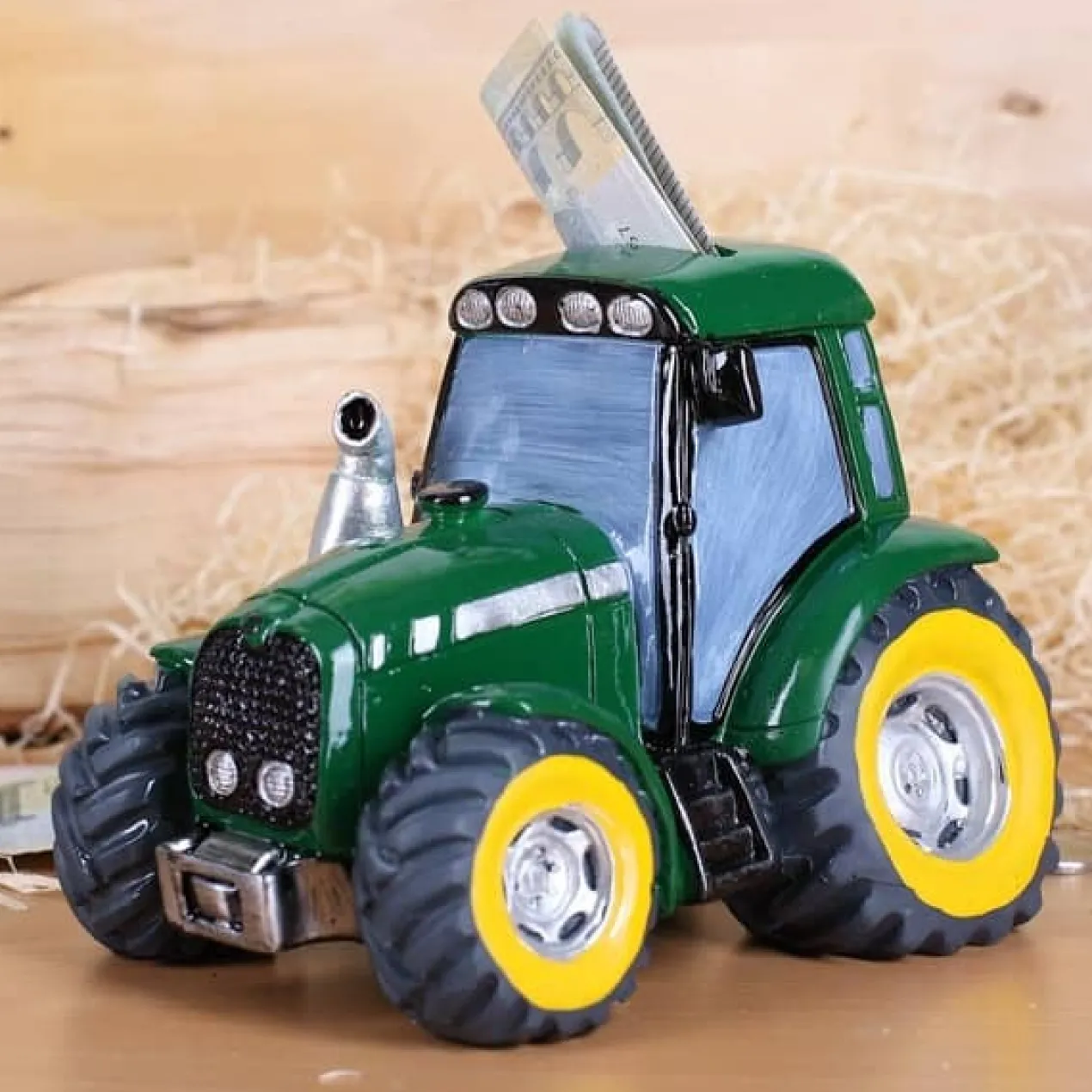 Spardose Traktor in Grün