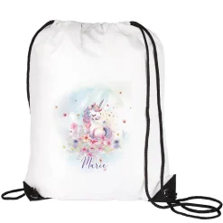 Sportbeutel mit Einhorn-Motiv und Name