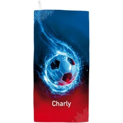 Sporthandtuch personalisiert mit Name als Geschenk für Fußballer | Sport Handtuch mit Fußball Motiv