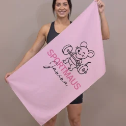 Sporthandtuch 'Sportmaus' personalisiert mit Name | Handtuch schnelltrocknend für Sport
