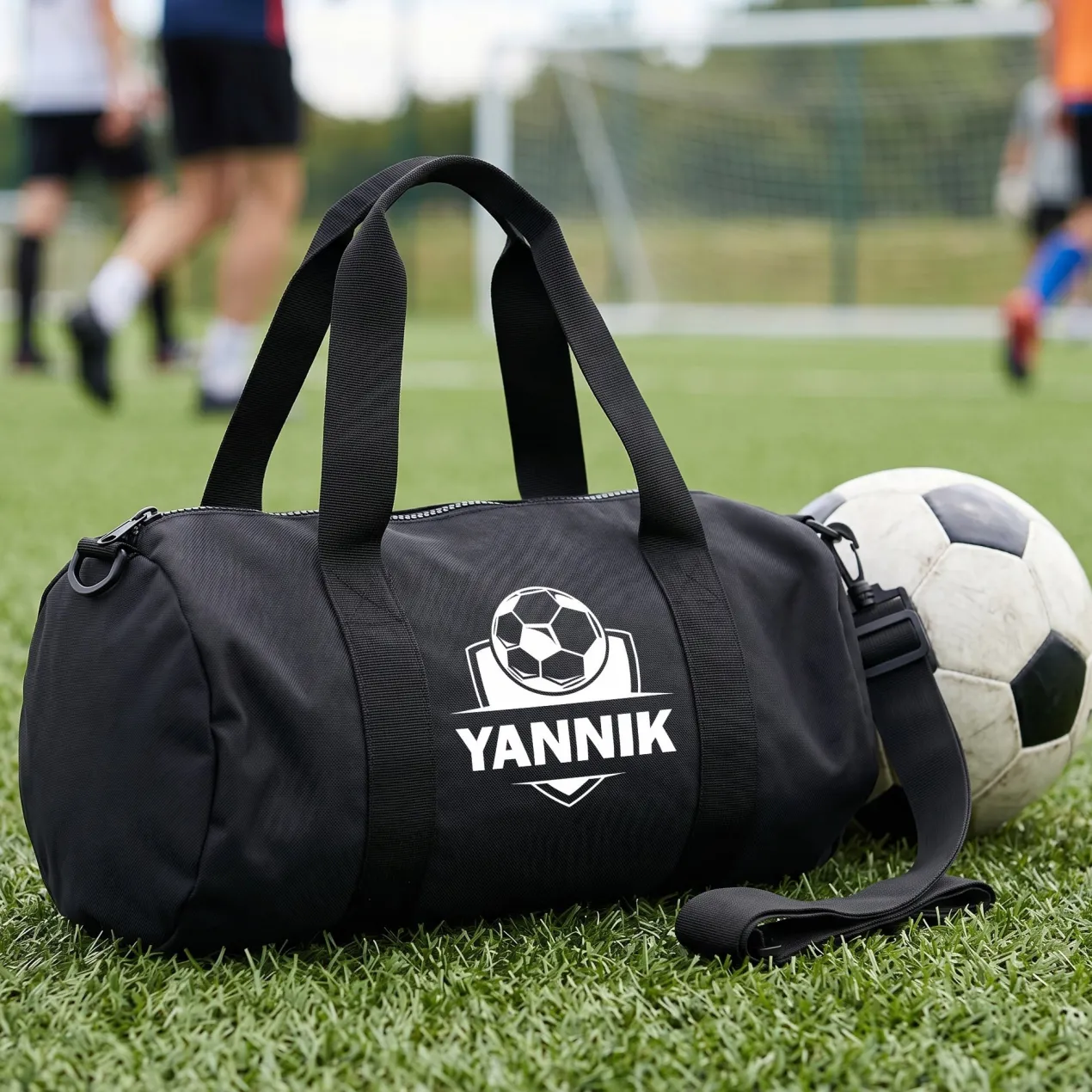 Sporttasche mit Fußball Motiv & Name personalisiert | Reisetasche für Jungen, Schule & Training