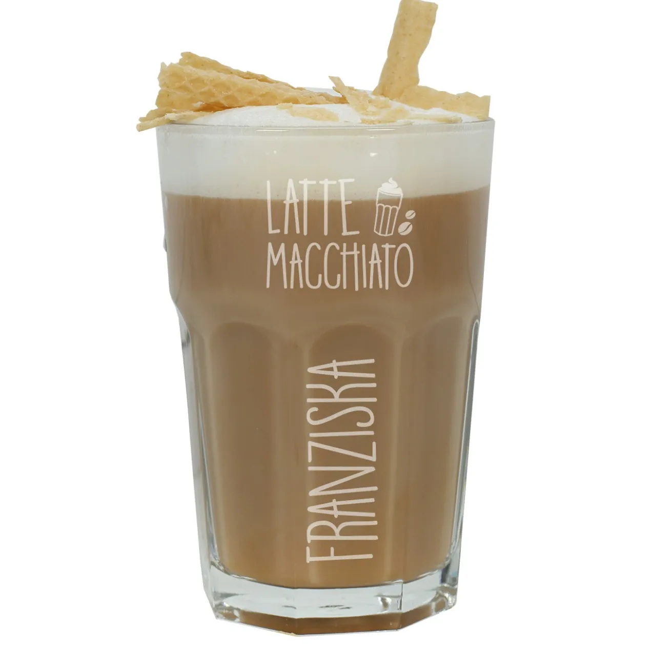 Stabiles Latte Macchiato Glas mit Namensgravur