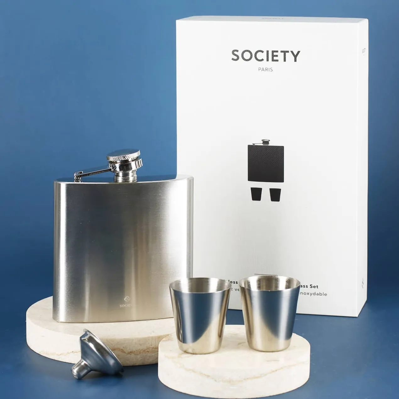 Stainless Steel Flask and Shot Glass Set