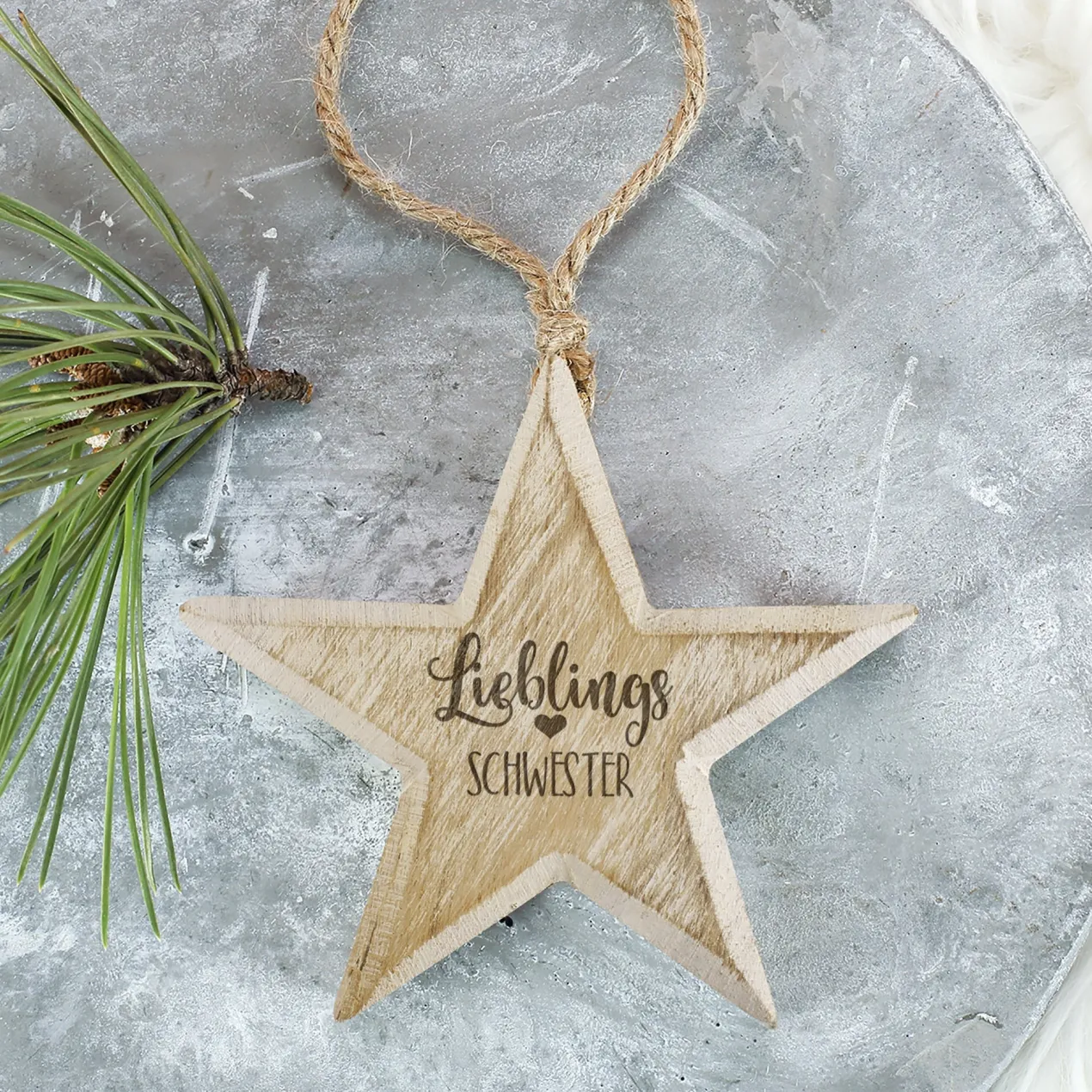 Sternanhänger aus Holz - Lieblings... - mit Namensgravur