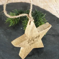 Sternanhänger aus Holz - Lieblings... - mit Namensgravur