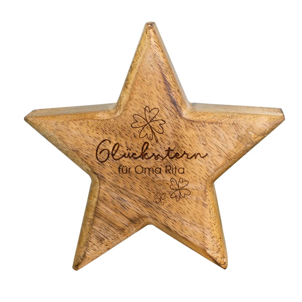 Stern aus Holz mit personalisierter Gravur als Dekoration | Glücksstern Geschenk