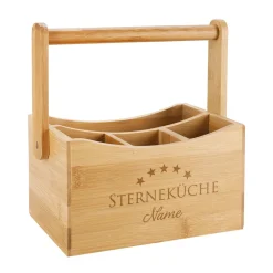 Sterneküche - Besteckkasten aus Bambus mit persönlicher Gravur