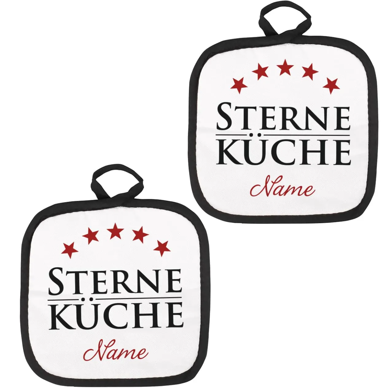 Sterneküche - Topflappen Set mit Namensaufdruck