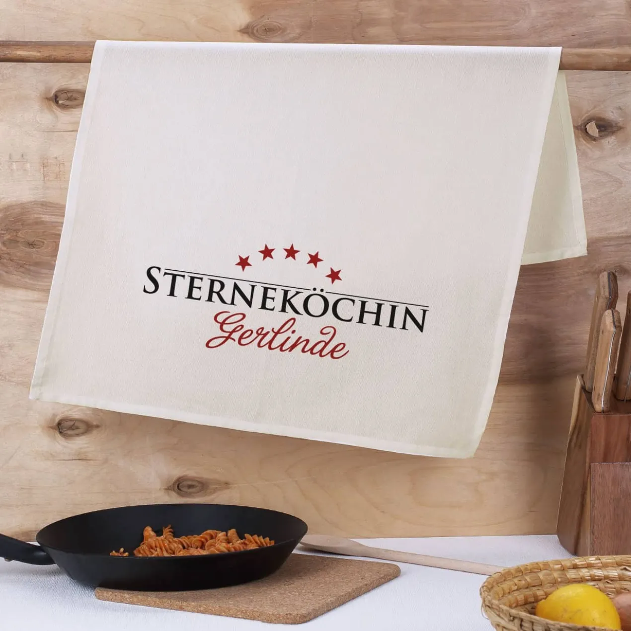 Sterneköchin - Geschirrtuch mit Wunschname