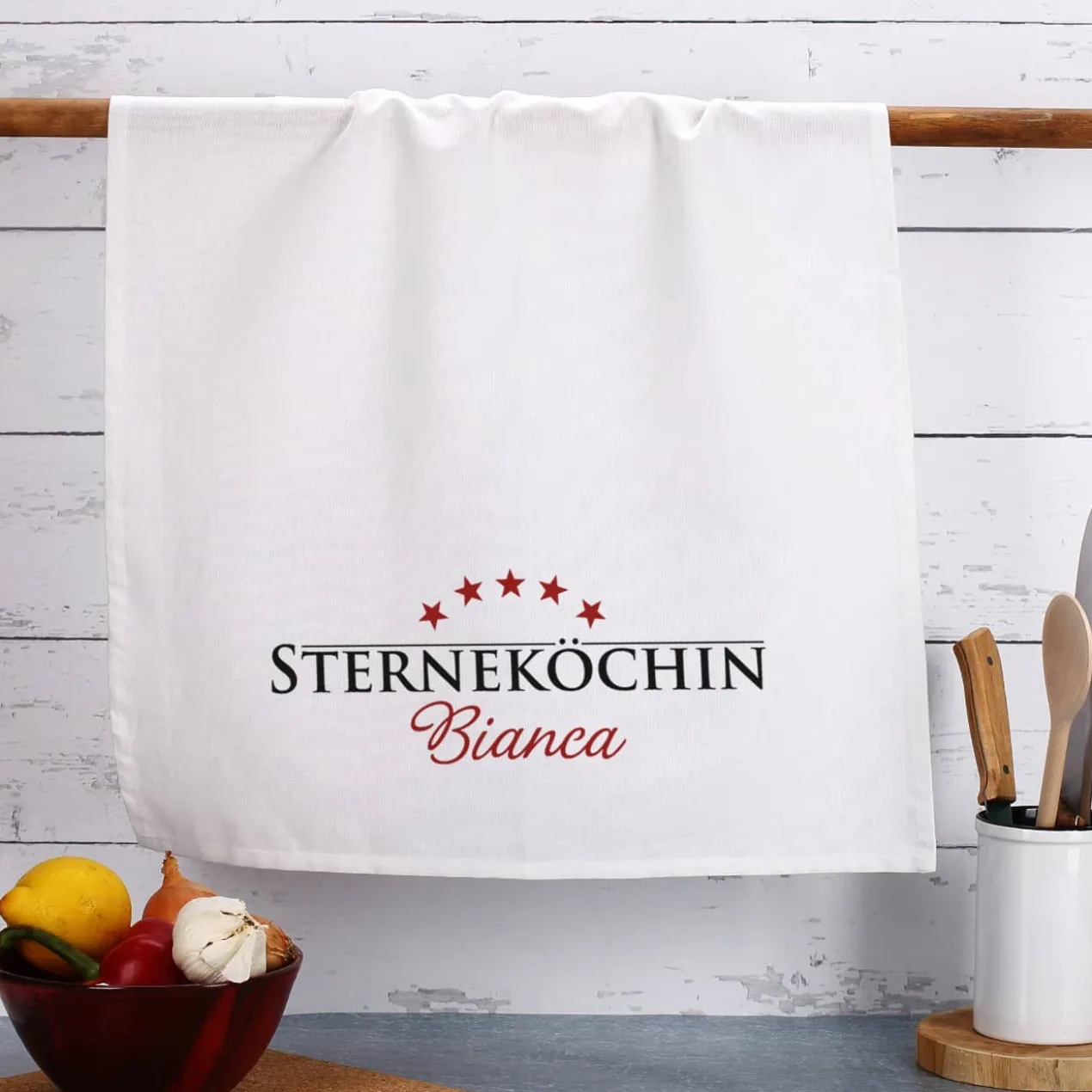 Sterneköchin - Geschirrtuch mit Wunschname