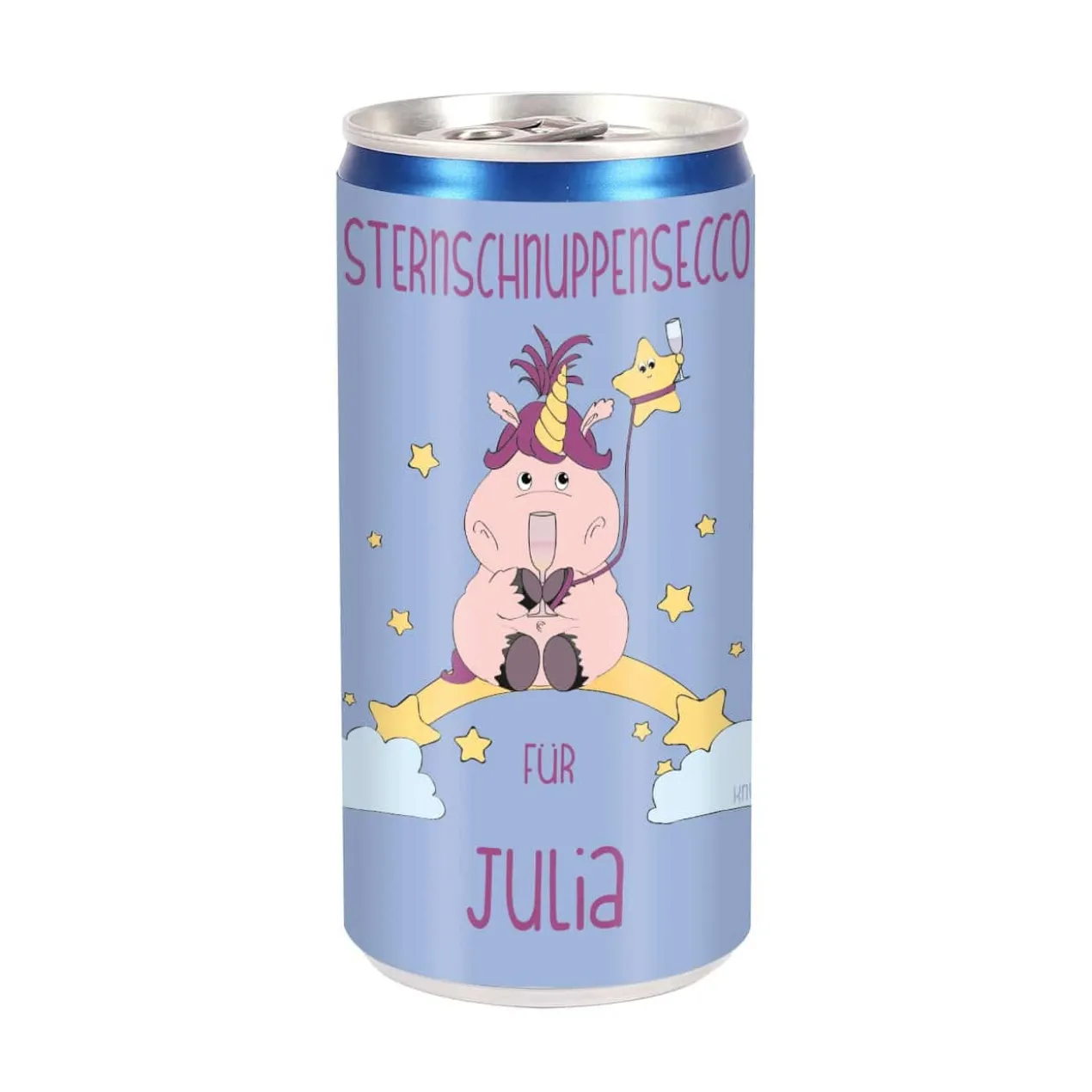 Sternschnuppensecco mit Einhorn und Ihrem Wunschnamen