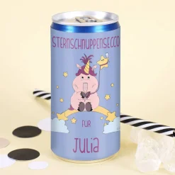 Sternschnuppensecco mit Einhorn und Ihrem Wunschnamen