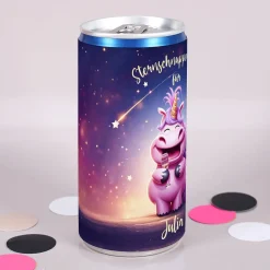 Sternschnuppensecco mit Einhorn und Ihrem Wunschnamen