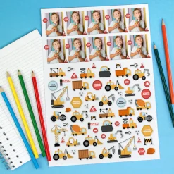 Sticker-Set für kleine Baumeister mit 10 Fotos personalisiert | Aufkleber für Jungen, Kita & Freundebuch