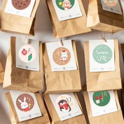 Sticker-Set mit 24 personalisierbaren Aufklebern für DIY Adventskalender | Weihnachtstiere