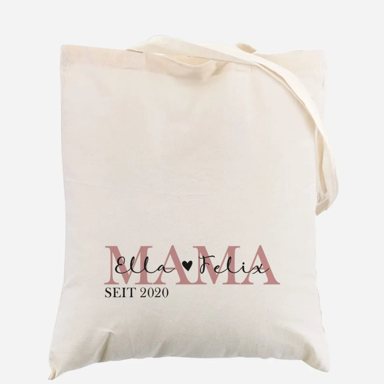 Stoffbeutel - Mama seit - mit Wunschtext und Jahreszahl bedruckt