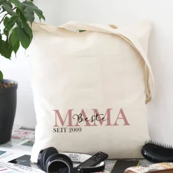 Stoffbeutel - Mama seit - mit Wunschtext und Jahreszahl bedruckt