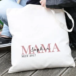 Stoffbeutel - Mama seit - mit Wunschtext und Jahreszahl bedruckt
