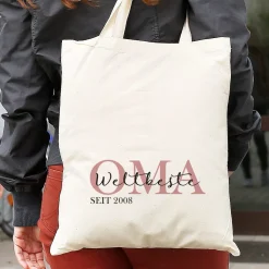 Stoffbeutel - Oma seit - mit Wunschtext und Jahreszahl bedruckt