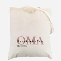 Stoffbeutel - Oma seit - mit Wunschtext und Jahreszahl bedruckt