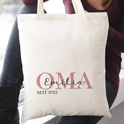 Stoffbeutel - Oma seit - mit Wunschtext und Jahreszahl bedruckt