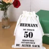 Stoffsack mit Zuziehband zum 50. Geburtstag eines alten Sacks