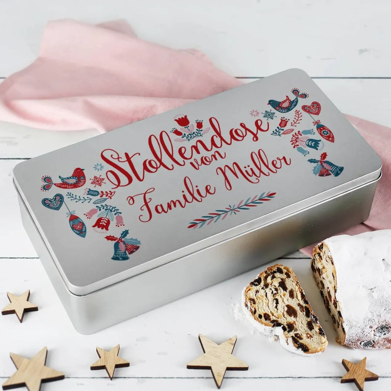 Stollendose mit persönlichem Aufdruck im skandinavischen Design