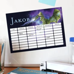Stundenplan mit Drachenmotiv und Namensaufdruck