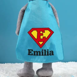 Superhund - Kuscheltier mit Ihrem Wunschnamen und Initial auf dem Cape
