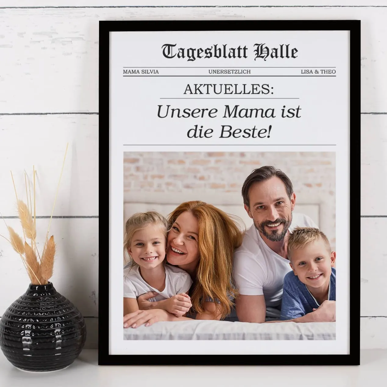 Tageszeitung - Bilderrahmen als Geschenk zur Hochzeit, Geburtstag, Mutter- und Vatertag